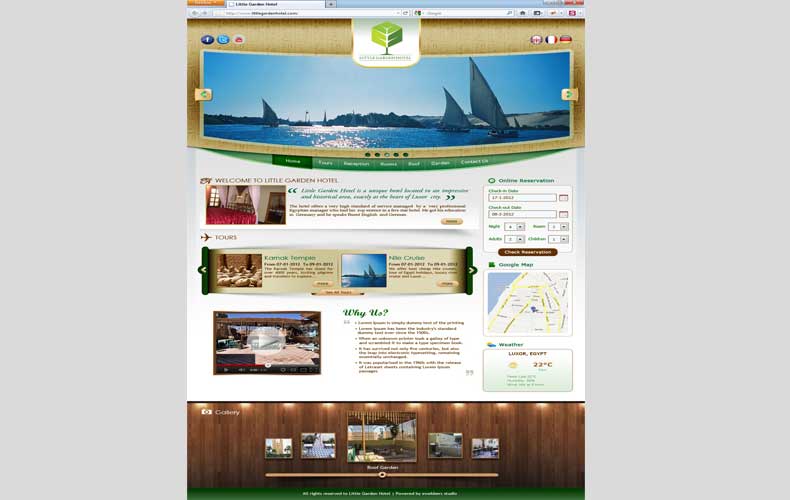 Little Garden Hotel in Luxor Website Design and Development